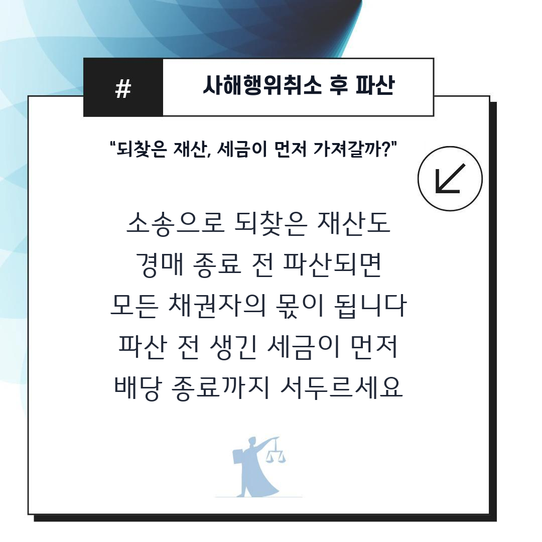 [신규 초안] 사해행위취소 소송에서 이겨 되찾은 부동산, 경매 중에 상속재산 파산이 선고되면 세금이 먼저 가져갈까?